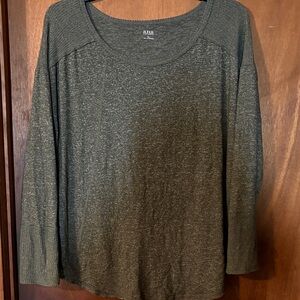 a.n.a Olive Green Relaxed Lightweight Knit Pullover
